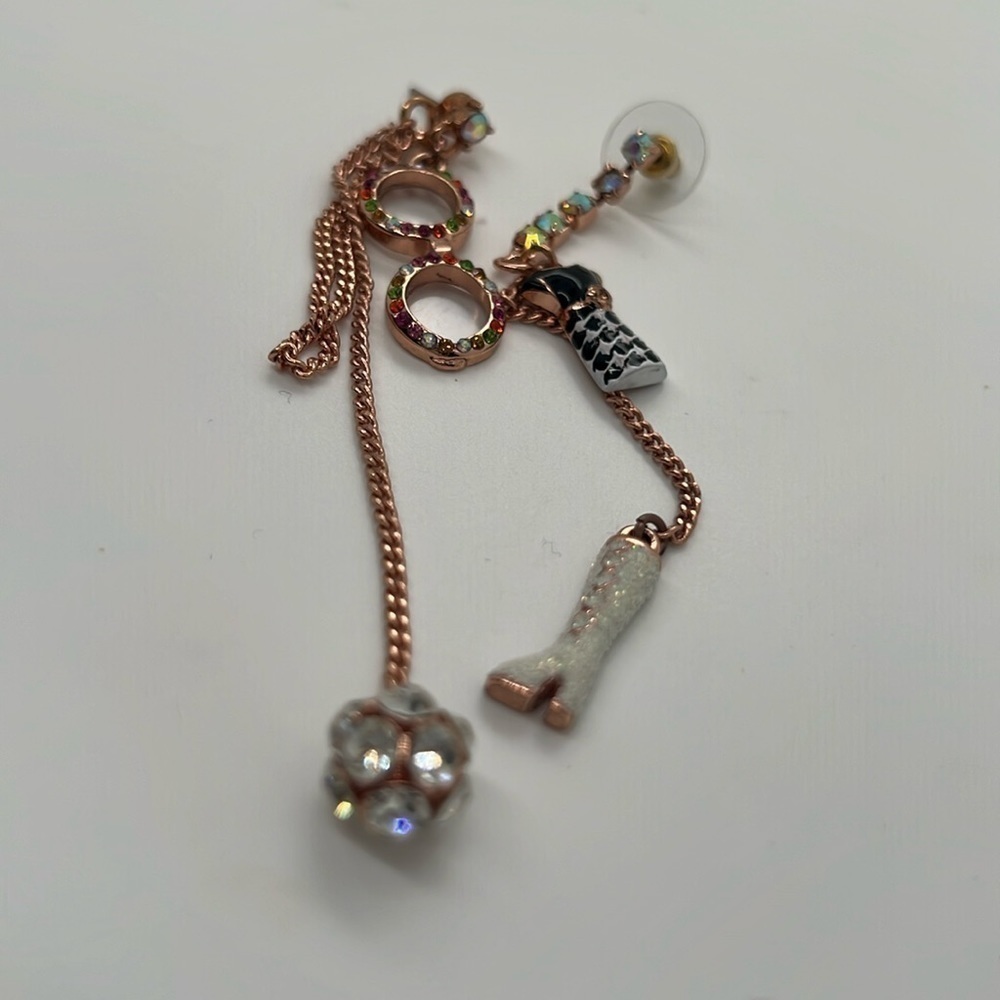 Betsy Johnson mysteries sunglasses boot crystal dress form earrings
